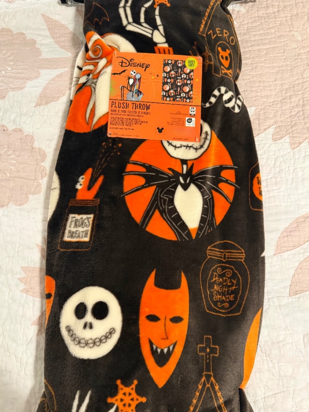 NWT - Disney Nightmare Before Christmas Plush Throw Blanket 50x70